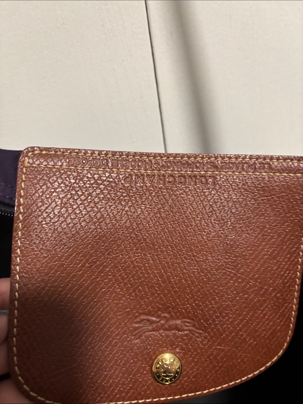 Authentic Longchamp Purple and Brown Leather Tote - Picture 4 of 8